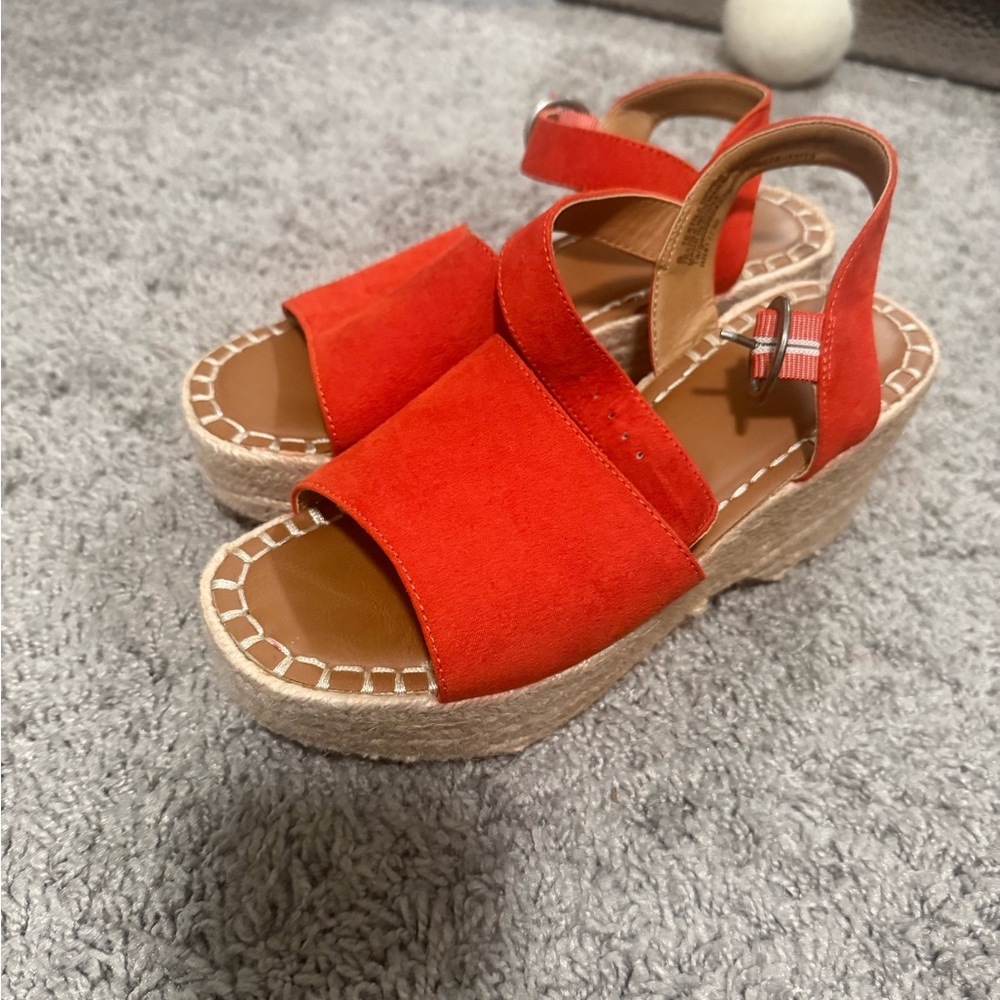 Red Suede Platform Sandals